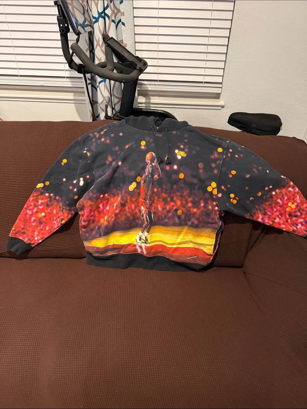 Jordan Jump Man Black Graphic Basketball Hoodie with Red and Yellow Accents